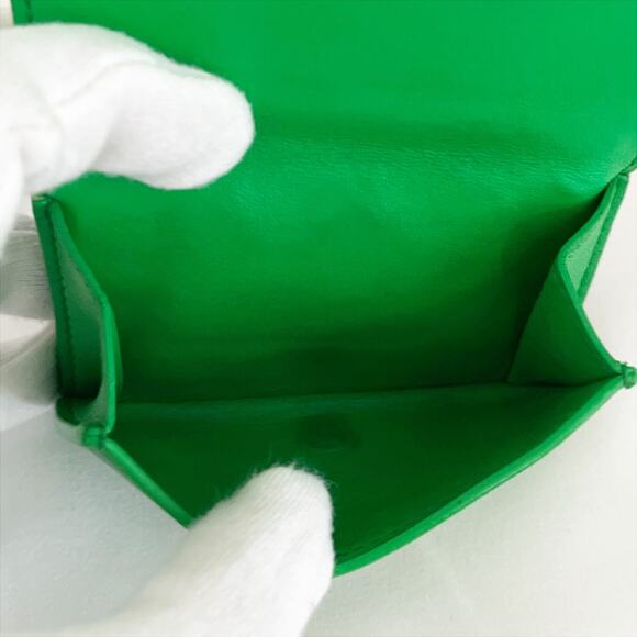 BOTTEGA VENETA Intrecciato Trifold Green Leather Wallet Card Case - Picture 6 of 9